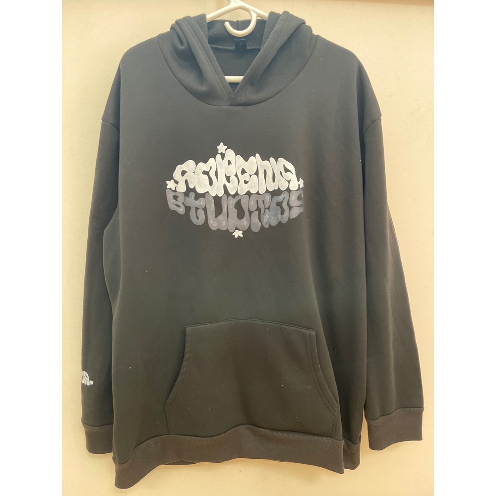 SHEIN Rorena Studios Black Graphic Hoodie XXL Streetwear Puff Print Sweatshirt